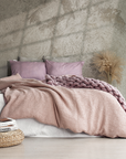 Linen bedding set Waffle Lightcoral